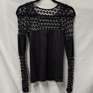 Fits Like an XS-Elegant Black Women's Lace Tight Top